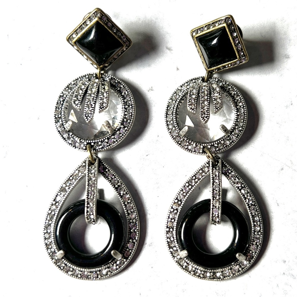 VTG LuLu Frost by Lisa Salzer for J Crew black & crystal earrings